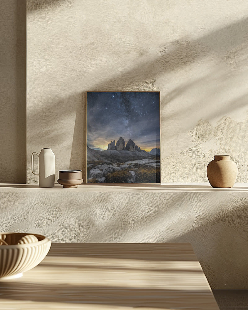 Dolomites at night Poster